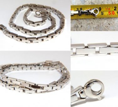 18KT 114.5 GRAMS HEAVY RARE RECTANGULAR LINK MENS DOUBLE WRAP BRACELET NECKLACE