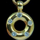 █$2100 .25ct 13mm DONUT DECO DIAMOND CIRCLE PENDANT & NECKLACE 14KT  █