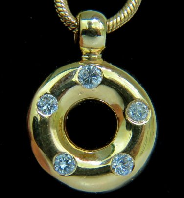 &acirc;��$2100 .25ct 13mm DONUT DECO DIAMOND CIRCLE PENDANT & NECKLACE 14KT  &acirc;��