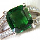 █GIA $20,000 6.19CT NATURAL GEM GREEN TSAVORITE DIAMOND RING DOUBLE SHANK DECO