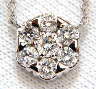 $3800 1.08ct. (7) DIAMONDS CLUSTER NECKLACE H/VS 14KT 16 INCH