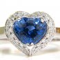 $12000 18K GIA NO HEAT 3.08CT NATURAL SAPPHIRE DIAMOND RING HEART BLUE  UNHEATED