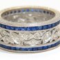 $6300 1.86CT NATURAL SAPPHIRE DIAMONDS PLATINUM BAND G/VS FUSED BAND GILT FLORAL