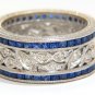 $6300 1.86CT NATURAL SAPPHIRE DIAMONDS PLATINUM BAND G/VS FUSED BAND GILT FLORAL