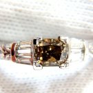 $4500 1.29ct. NATURAL FANCY BROWN DIAMOND RING 14KT EDWARDIAN GILT SCALING DECO