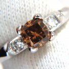 $6600 1.12CT NATURAL FANCY BRIGHT ORANGE BROWN DIAMOND RING PLATINUM VS