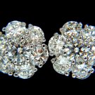 $9500 2.62CT CLASSIC DIAMONDS FLOWER CLUSTER EARRINGS 14KT G/VS DOME SPARKLE