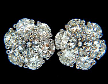 $9500 2.62CT CLASSIC DIAMONDS FLOWER CLUSTER EARRINGS 14KT G/VS DOME SPARKLE
