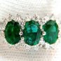 $11000 3.47ct 18Kt Natural Vivid Green Emeralds Diamond Ring Cluster Cocktail