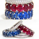 █$18000 24.86 COMMON PRONG NATURAL SAPPHIRE RUBY DIAMONDS RING STACKABLE BANDS