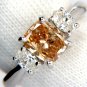 $9000 1.80CT ENHANCED FANCY ORANGE PINK COLOR RADIANT CUT DIAMONDS RING 14KT