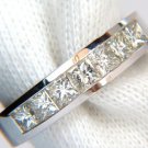 $6300 1.00CT BRILLIANT PRINCESS CUTS DIAMOND BAND 14KT H/VS CLASSIC CHANNEL RING