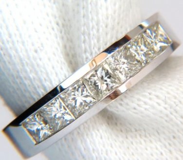 $6300 1.00CT BRILLIANT PRINCESS CUTS DIAMOND BAND 14KT H/VS CLASSIC CHANNEL RING