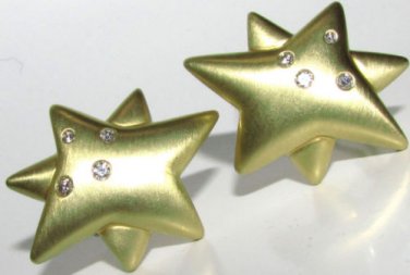 UNKOWN DESIGNER VIDEO 18KT .50CT DIAMONDS STAR CLIP EARRINGS HEAVY