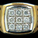 █$3000 1.25ct MENS 9 DIAMOND BRUSHED GOLD GRILL PATINA MENS RING G/VS█