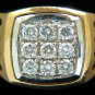 █$3000 1.25ct MENS 9 DIAMOND BRUSHED GOLD GRILL PATINA MENS RING G/VS█