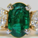 █$11000 3.20ct NATURAL EMERALD DIAMOND RING CLASSIC 3 14KT A+ ZAMBIA