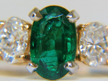 &acirc;��$11000 3.20ct NATURAL EMERALD DIAMOND RING CLASSIC 3 14KT A+ ZAMBIA