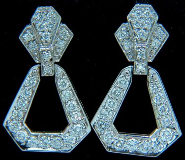 $4000 VIDEO 1.50CT CLASSIC DANGLE DIAMOND EARRINGS 14KT CLASSIC DOOR KNOCKERS