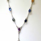 $12000 14K 10.80CT NATURAL EMERALD RUBY SAPPHIRE EDWARDIAN STATION DROP NECKLACE