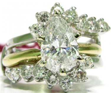 &acirc;��$16000 2.12ct. PEAR SHAPE DIAMOND RING + INSERT 14KT &acirc;��