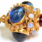 RUSSIAN IMPERIAL SCEPTER 14KT 64.50CT CREATED SAPPHIRES OPAL AQUAMARINE PENDANT