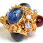 RUSSIAN IMPERIAL SCEPTER 14KT 64.50CT CREATED SAPPHIRES OPAL AQUAMARINE PENDANT