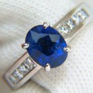 GIA NO HEAT 2.97CT NATURAL GEM BLUE SAPPHIRE DIAMOND RING UNHEATED 14KT
