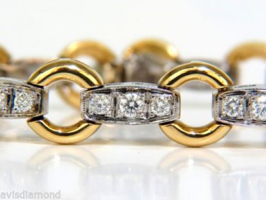 &acirc;��$6500 2.25Ct MODERN DIAMOND CIRCLE LINK BRACELET 14KT TWO TONED G/VS 6 3/4 INCH