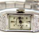 ESTATE PETITE 14KT HELENE LADIES GOLD WATCH GRAVER CROSSHATCH FINISH BAND