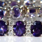 $11000 19.55ct NATURAL FINE VIVID ROYAL VELVET AMETHYST DIAMONDS TENNIS BRACELET