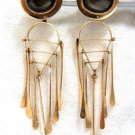 Art Deco Black star symbolic dangle earrings 14kt