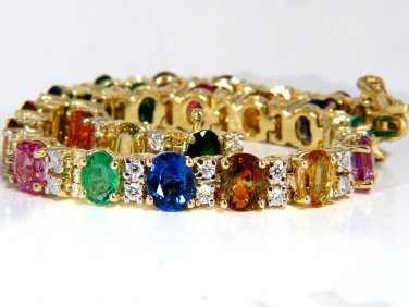 $12000 17.12ct NATURAL FINE VIVID EMERALD RUBY SAPPHIRE DIAMONDS TENNIS BRACELET
