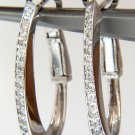 .60ct natural round bead set diamond elongated concave hoop earrings 14kt.