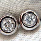 █$4000 .70ct natural round diamonds bezel flush stud earrings 14kt G/Si-1