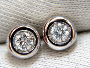 &acirc;��$4000 .70ct natural round diamonds bezel flush stud earrings 14kt G/Si-1
