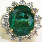 $35000 13.01ct NATURAL FINE VIVID GREEN  ZAMBIAN EMERALD DIAMOND RING G/VS HUGE
