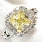 GIA 5.52CT CUSHION NATURAL FANCY YELLOW DIAMOND CLUSTER HALO RING VVS1 $110,000