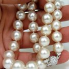 GIA $16000 18KT 12M NATURAL SALTWATER WHITE PEARLS NECKLACE 1.50CT DIAMOND CLASP