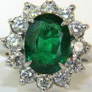 █$18000 6.10CT NATURAL FINE GREEN EMERALD DIAMOND RING 14KT █CLASSIC DIANA PRIME