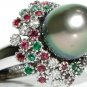 &acirc;��$4000 NATURAL 11.50MM TAHITIAN PEARL CLUSTER RING&acirc;��