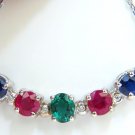$8000 3.60CT NATURAL RUBY EMERALD SAPPHIRE DIAMONDS NECKLACE F/VS ARCH & BY YARD