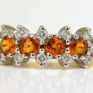 █$4500 18KT 2.27CT NATURAL FINE GEM ORANGE SAPPHIRES DIAMOND BAND RING█