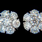 $4800 1.40CT CIRCULAR COCKTAIL CLUSTER ROUND DIAMOND EARRINGS G/VS 14KT .33 INCH