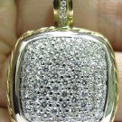█$8000 2.40CT DIAMONDS CLUSTER PAVE PENDANT // 2 TONED ROPE TWIST & 14kt.█