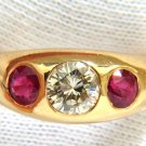 █$9600 18KT 2.06CT NATURAL FANCY YELLOW BROWN RUBY MENS RING VS FLUSH MOUNT █