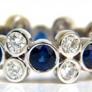 █$8,000 5.10CT NATURAL  GEM FINE SAPPHIRE DIAMOND ETERNITY RING 14KT FLUSH DECO