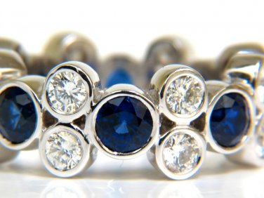 &acirc;��$8,000 5.10CT NATURAL  GEM FINE SAPPHIRE DIAMOND ETERNITY RING 14KT FLUSH DECO