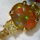 █$7500 18KT 5.00CT GEM NATURAL OPAL FANCY YELLOW DIAMOND RING HOLOGRAPHIC