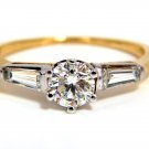 █$3800 GIA .81CT ROUND CUT DIAMOND RING BAGUETTES 14KT H/SI-1 No Black Pepper